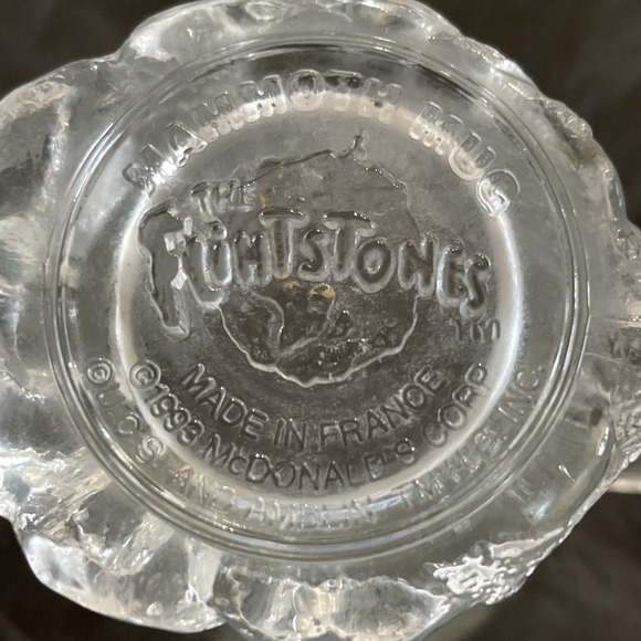Vintage McDonalds Mug Cup Flintstones Mammoth Frosted Glass‎ RocDonalds 1993 - Picture 3 of 4